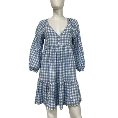 Hatch Gingham Blue Kelsey Dress Size 0