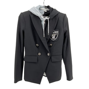 Veronica Beard Tailored Black & Silver Raiders Dickey Blazer Size 0 NWT