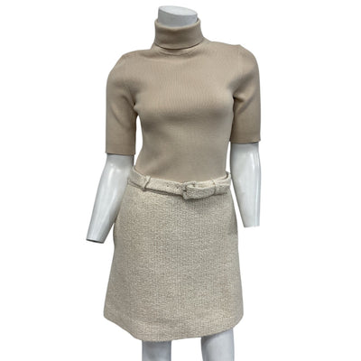 Theory Textured Ivory Knit Combo Dress Size S