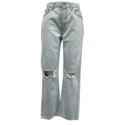 Re/Done Distressed Blue High Rise Loose Denim Jeans Size 28