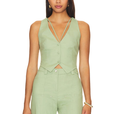 Camila Coelho Strappy Sage Green Matilde Vest Size XS NWT