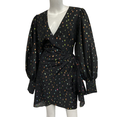 Yumi Kim Chic Party Dot Black All Or Nothing Wrap Dress Size 12