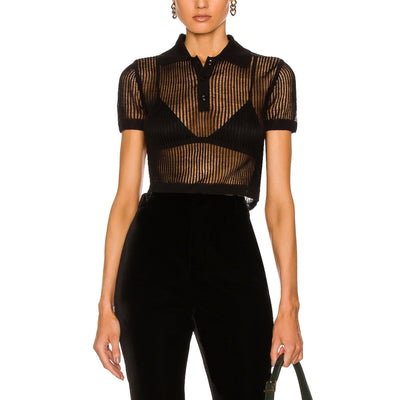 Saint Laurent Sheer Black Polo Shirt Size XS NWT