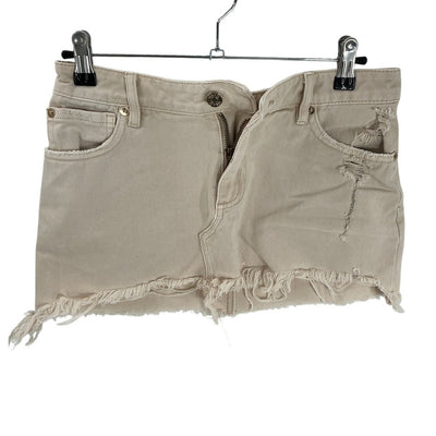 Retrofête Distressed Cream Vanessa Mini Skirt Size 24