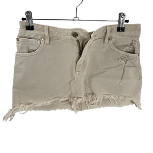 Retrofête Distressed Cream Vanessa Mini Skirt Size 24