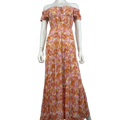 L*Space Smocked Multicolor Lucia Maxi Dress Size XS
