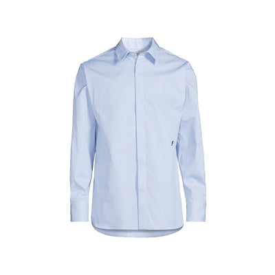Ferragamo Pinstriped Blue Button-Front Size Large Shirt
