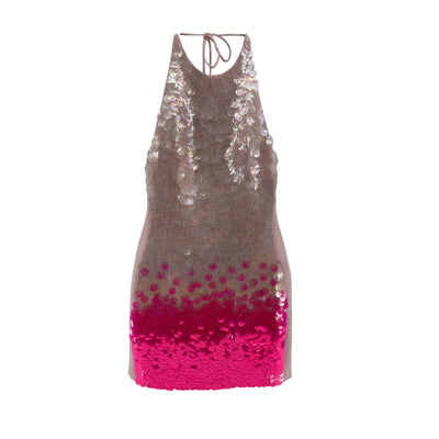 David Koma Gradient Pink Paillette Halter Mini Dress Size Uk 6 / US 2