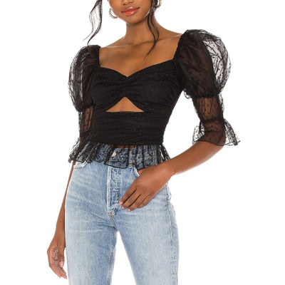 Lpa Sheer Black Dolores Top Size XXS