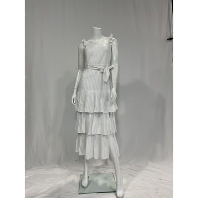 Likely 'Charlotte' White Ruffle Straps Scoopneck Dress Size 8
