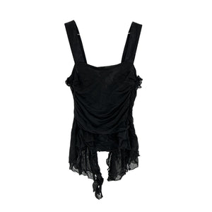 Ralph Lauren Square Black Silk Neckline Top Size 6
