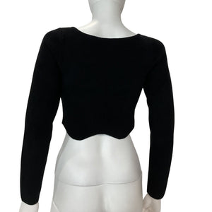 Sandro Cropped Black Velvet Knit Sweater Size S