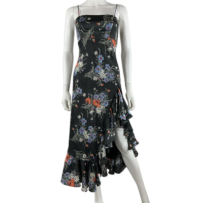 Cinq à Sept Ruffled Obsidian Multi Penny Maxi Dress Size 0