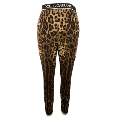 Dolce And Gabbana Sleek Leopard Elastic Waist Leggings Size 36