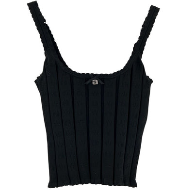 Alexander Wang Ribbed Black Logo Tank Top Size M
