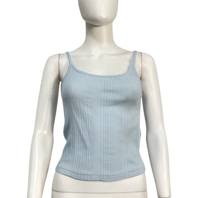 Re/Done Ribbed Blue Jolie Tank Top Size S