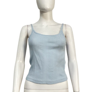 Re/Done Ribbed Blue Jolie Tank Top Size S