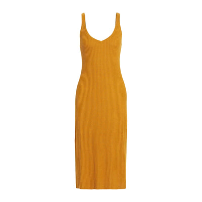 Naadam Ribbed Orange Silk Cashmere Midi Dress Size S