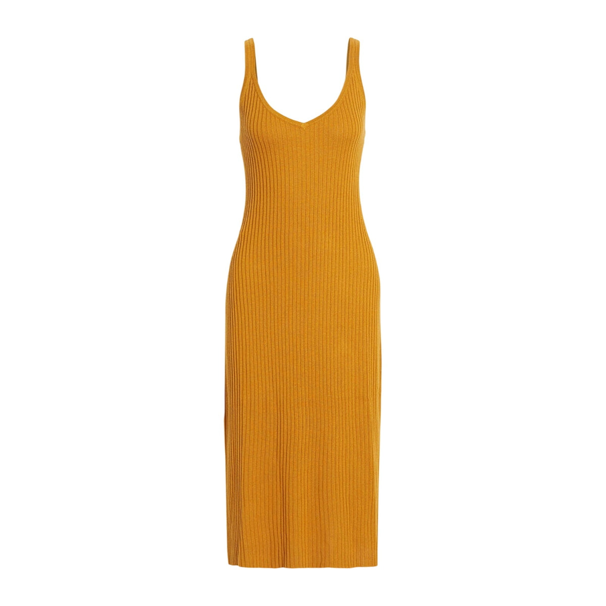 Naadam Ribbed Orange Silk Cashmere Midi Dress Size S