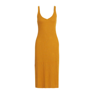 Naadam Ribbed Orange Silk Cashmere Midi Dress Size S