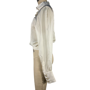 Balmain Chic White Crepe De Chine Blouse Size FR 36 / US 4