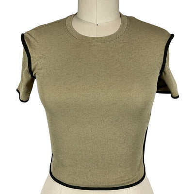 Nanushka Contrast Trim Sand Anthracite Sabelle T Shirt Size XXS NWT