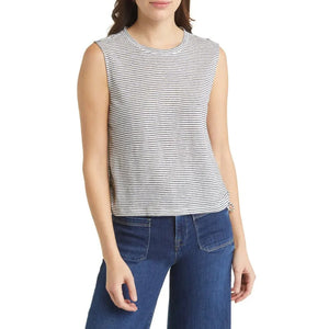 Frame Striped Blanc Mult Side Cinched Muscle Tee Size XS