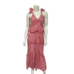 Misa Los Angeles Ruffled Pink Animal Floral Morrison Dress Size S