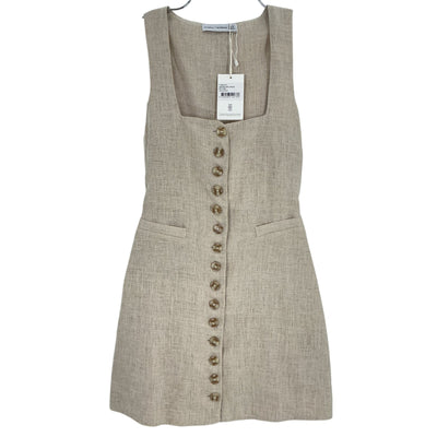 Faithfull The Brand Button Front Tan Marinia Mini Dress Size 2