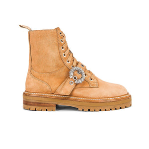 Jimmy Choo Suede Tan Cora Combat Boots Size 38.5 EU / US 8.5