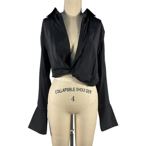 Gauge81 Cropped Black Myoko Blouse Size S