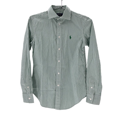 Ralph Lauren Long Sleeve Green Striped Cotton Shirt Size 0