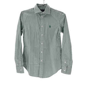 Ralph Lauren Long Sleeve Green Striped Cotton Shirt Size 0