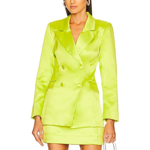 Michael Costello Satin Neon Green Marissa Blazer Size XS NWT