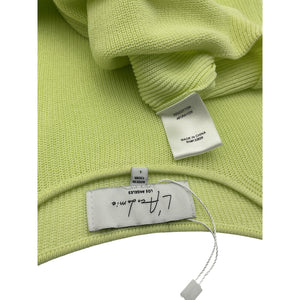 L'Academie Ribbed Green Conary Short Sleeve Tie Top Size L