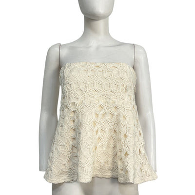 Line & Dot Crochet Cream Bowen Strapless Top Size L NWT