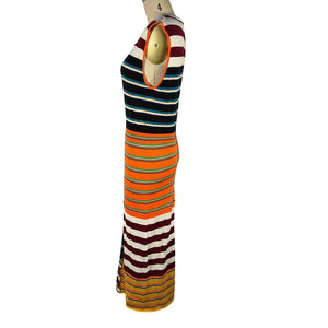 Marni Striped Multicolor Midi Dress Size 44 IT / US 8