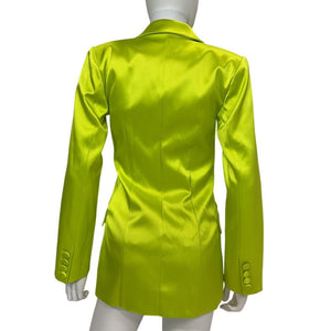 Michael Costello Satin Neon Green Marissa Blazer Size XS NWT