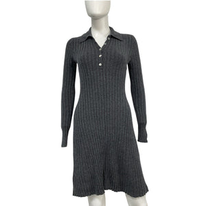 Hatch Ribbed Storm Grey Addie Polo Sweater Dress Size 1