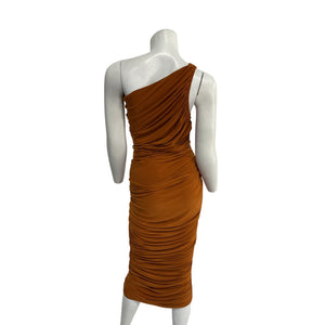 Norma Kamali Ruched Bronze Diana Gown Size XS