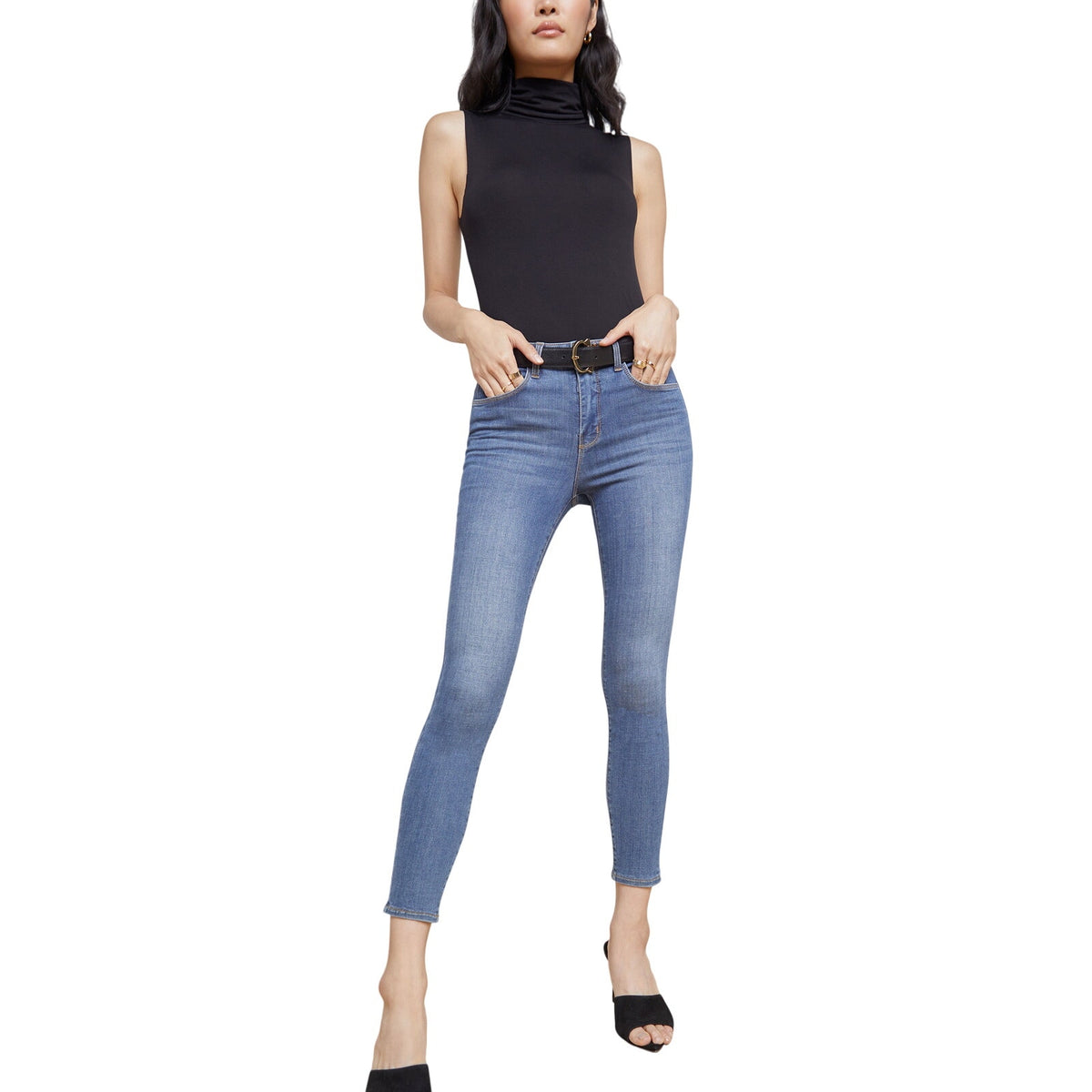 L'Agence Cropped Skinny Blue Margot Denim Jeans Size 27