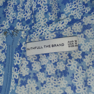 Faithfull The Brand Floral Blue Magdelena Midi Dress Size XXL