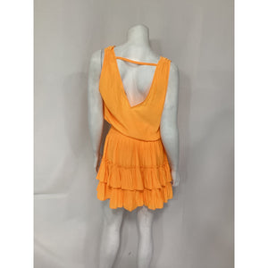 Ramy Brook 'Bambi' Orange V Neck Smocked Tiered Mini Dress Size M - NWT