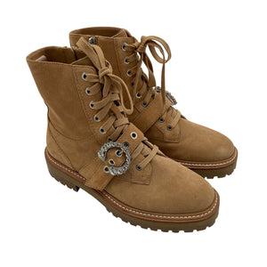 Jimmy Choo Suede Tan Cora Combat Boots Size 38.5 EU / US 8.5