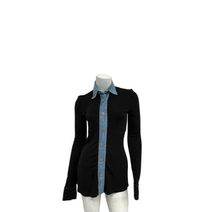 Christopher Esber Contrast Denim And Black Tailored Tab Shirt Size AU 6 / US 2
