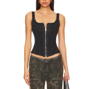 Eb Denim Structured Black Rainy Corset Top Size S
