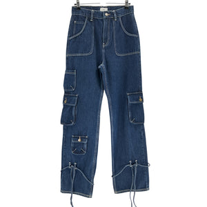 Lpa Mid Rise Blue Bea Cargo Denim Jeans Size 24