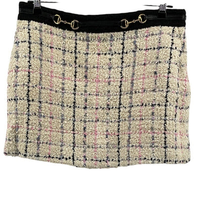 Gucci Textured Ivory Tweed Check Mini Skirt Size US 6 / IT 42