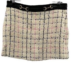 Gucci Textured Ivory Tweed Check Mini Skirt Size US 6 / IT 42