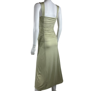 Reformation Ruched Green Estate Midi Dress Size S